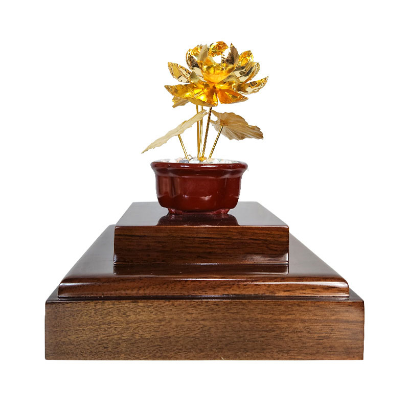 Chậu sen 5 cành dát vàng mẫu 3