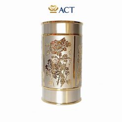 Hộp trà Pewter tứ quý mạ vàng 24k