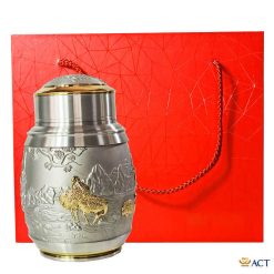 Hộp trà tùng hạc mạ vàng 24k