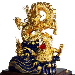 Tượng rồng phun ngọc dát vàng 24k