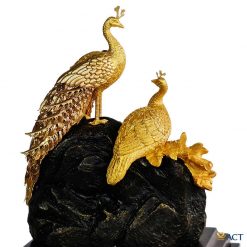 Tượng đôi chim công đế gỗ cao cấp