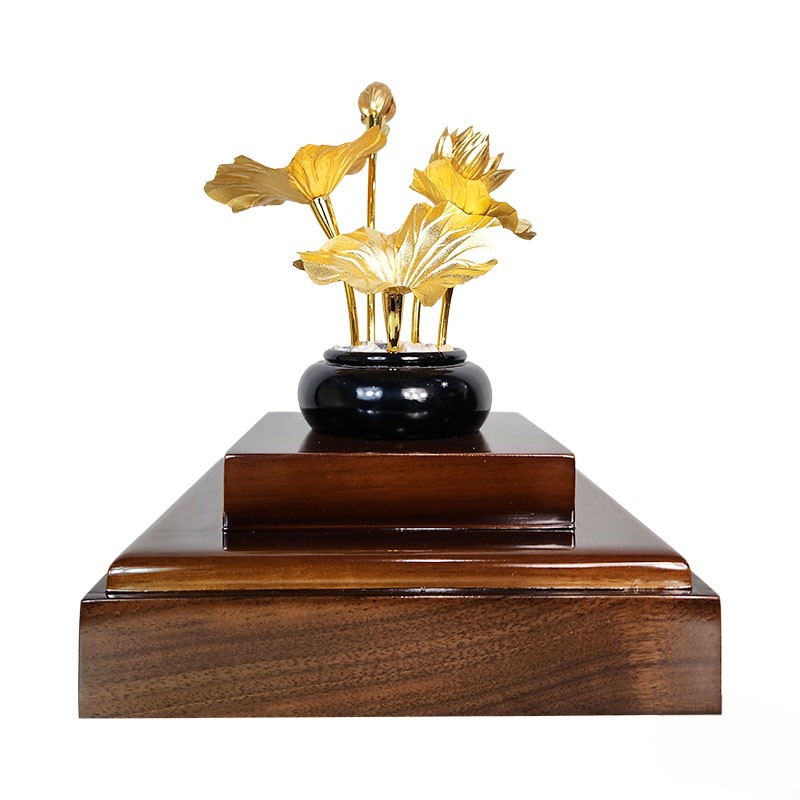 Chậu sen 5 cành dát vàng Chậu sen dát vàng