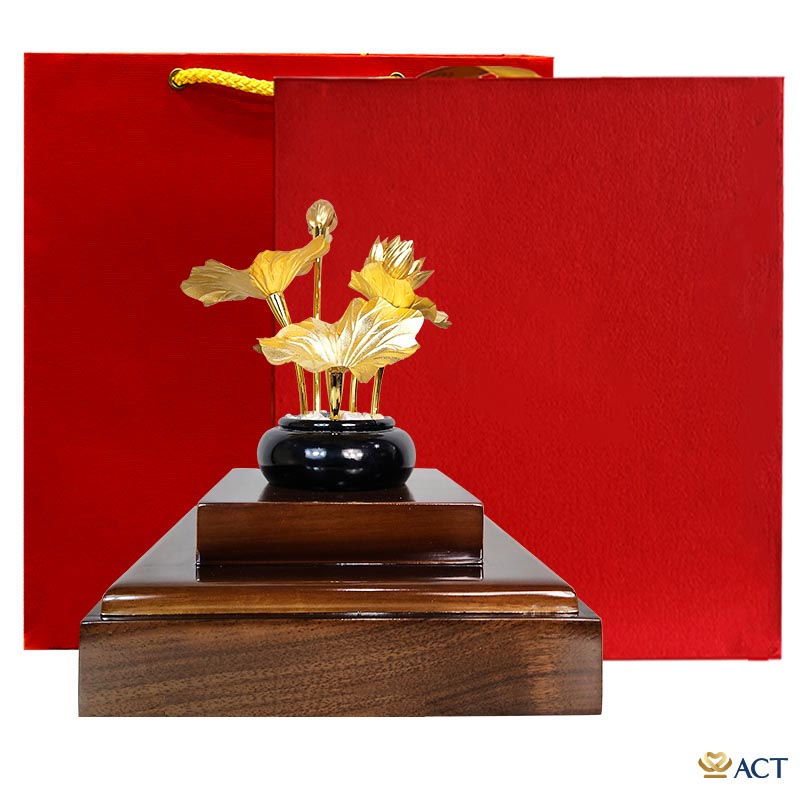 Chậu sen 5 cành dát vàng