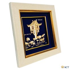 Tranh chùa một cột hoa sen dát vàng