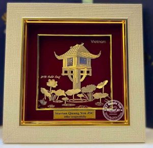 Tranh chùa một cột dát vàng 24k tặng đối tác