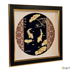 Tranh cá chép hoa sen dát vàng