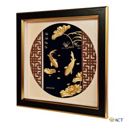 Tranh cá chép hoa sen vàng