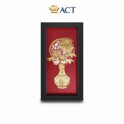 tranh bình hoa cúc dát vàng