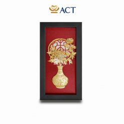 tranh hoa mẫu đơn dát vàng