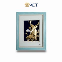 Tranh hươu tài lộc dát vàng 24k