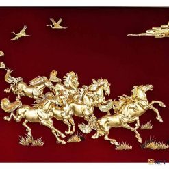 Tranh mã đáo thành công dát vàng 24k