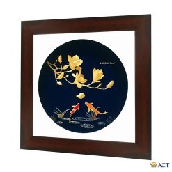 Tranh cá chép hoa mộc lan dát vàng