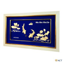 Tranh đôi cá chép hoa sen cao cấp