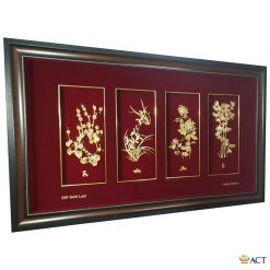 Tranh mai lan cúc trúc dát vàng cao cấp Qùa VIP 24K