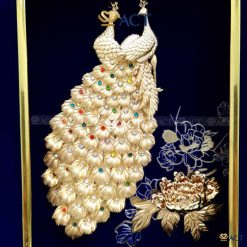 chi tiết tranh đôi chim công