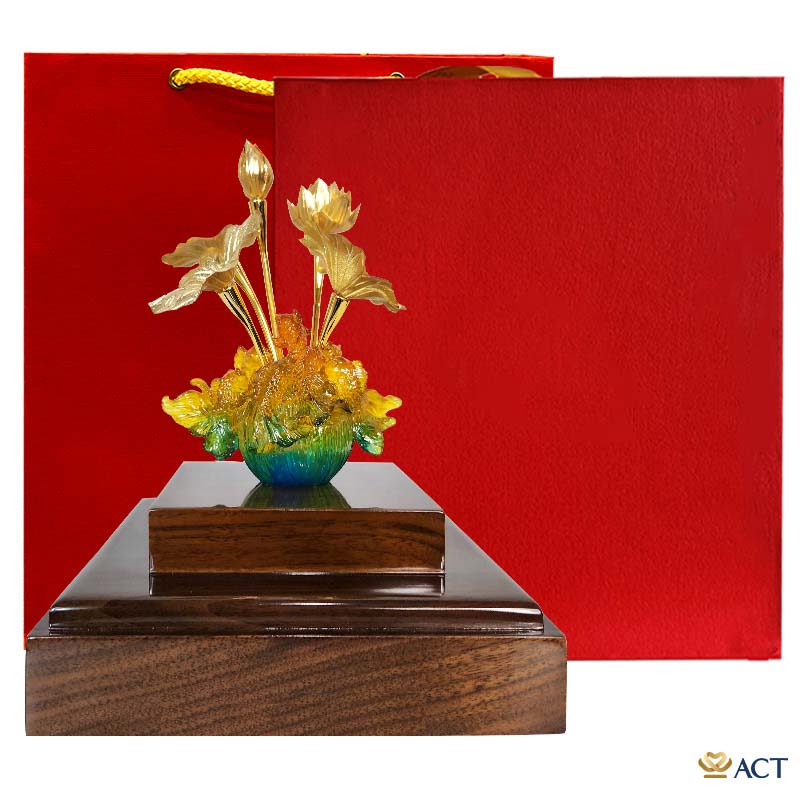 Chậu sen 5 cành dát vàng