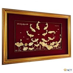 Tranh cá chép hoa sen dát vàng