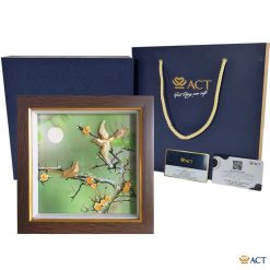 Tranh đôi chim họa mi dát vàng