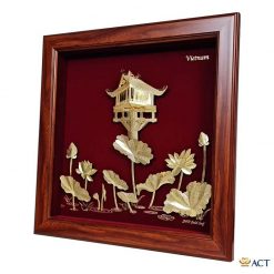 Tranh chùa một cột nền đỏ