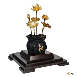 Chậu sen 6 cành dát vàng 24k