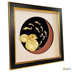 Tranh cửu ngư quần hội mạ vàng