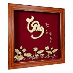 Tranh chữ tâm hoa sen dát vàng