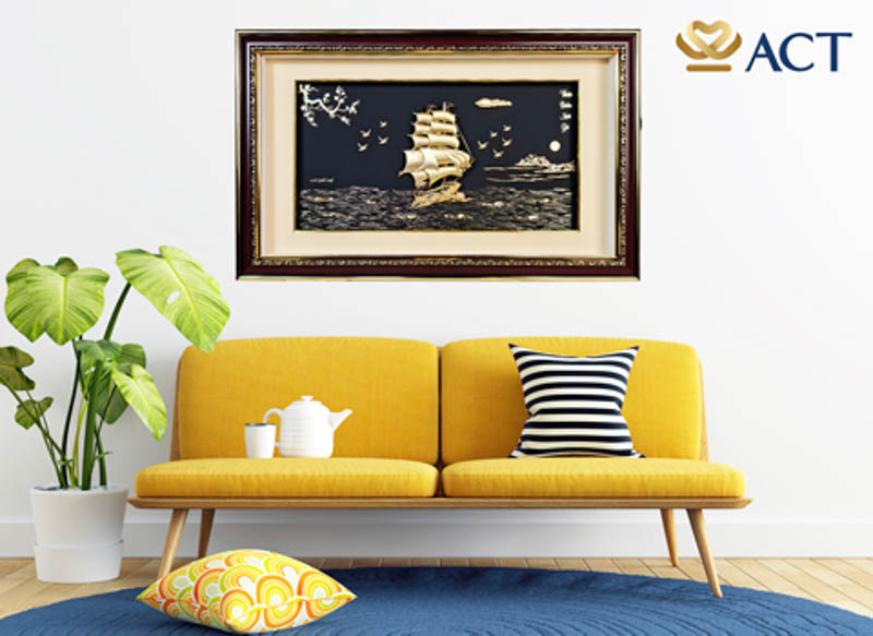 tranh thuyền treo phòng khách