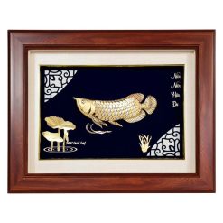 tranh cá rồng dát vàng