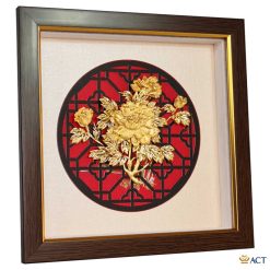 Tranh hoa mẫu đơn dát vàng