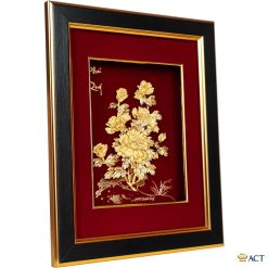 Tranh hoa mẫu đơn dát vàng