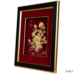 Tranh hoa mẫu đơn dát vàng